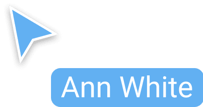 Blaues Cursorsymbol mit Namensschild 'Ann White'
