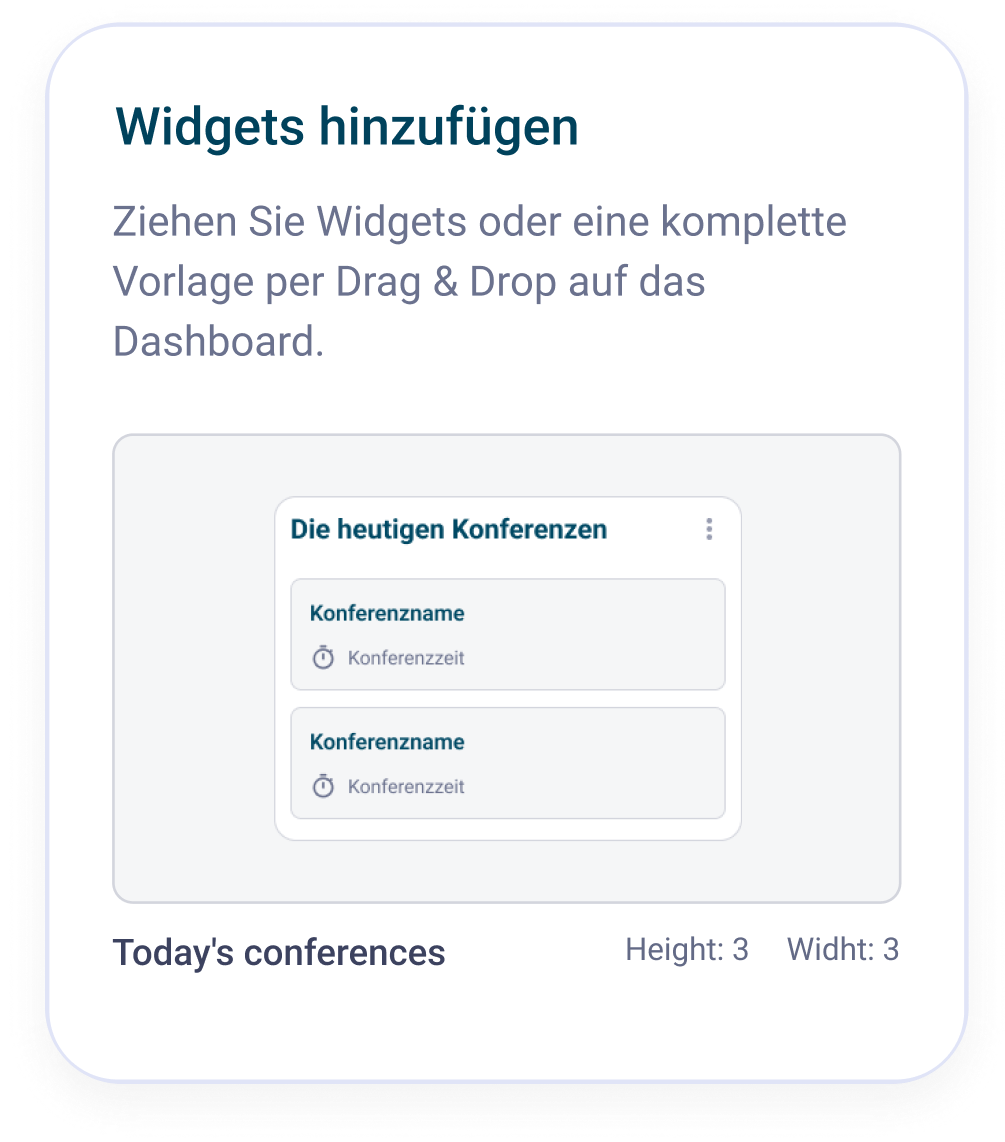 Widget-Ansicht „Heutige Konferenzen“ mit Zeiten